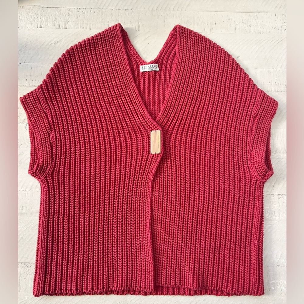 Brunello Cucinelli Red Knit Cardigan
